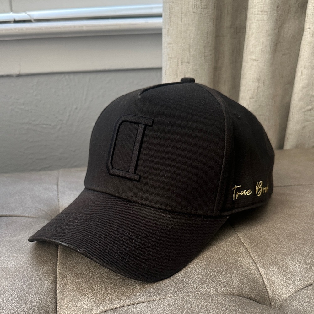Black TRUE BRVND “D” Baseball Cap with Embroidered Logo